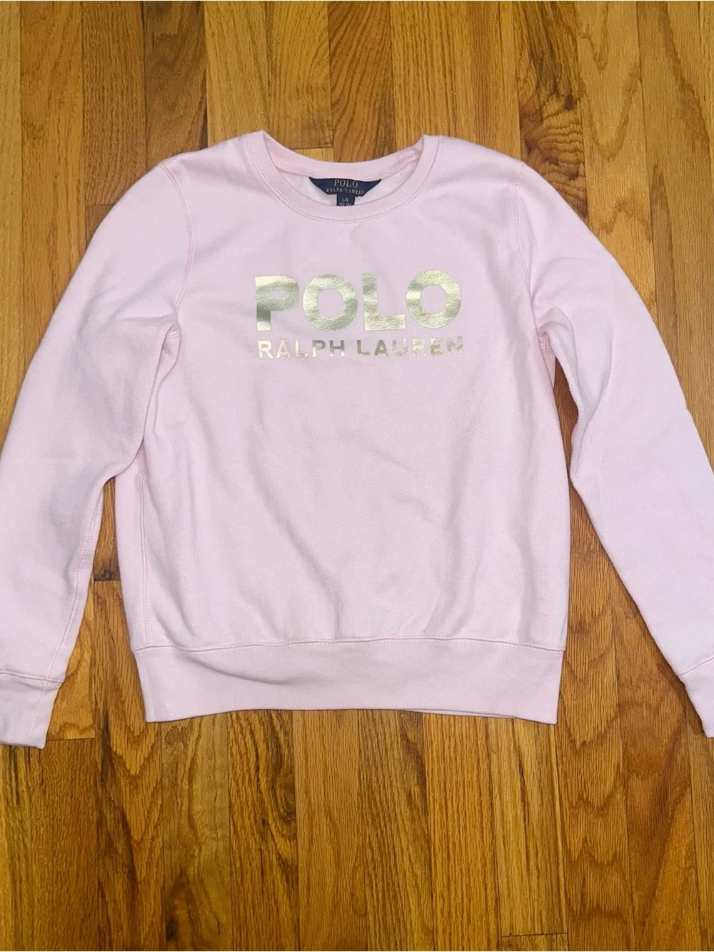 Polo by Ralph Lauren Light Pink Crewneck Sweatshirt with Gold Logo
